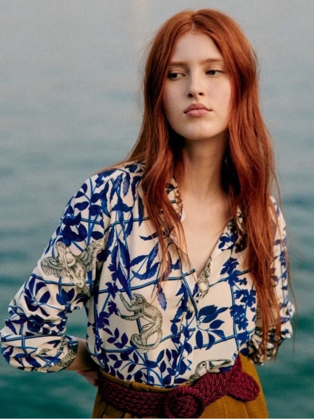 Sezane Ann Shirt - Sézane X Inoui Editions Paradisio Bleu - Size 10 (US)/42 (F)